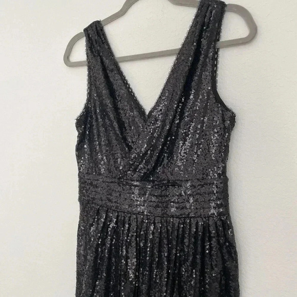 Kate Kasin Sequin Formal Cocktail Party Evening Maxi Dress Black Size 6 - Picture 4 of 13